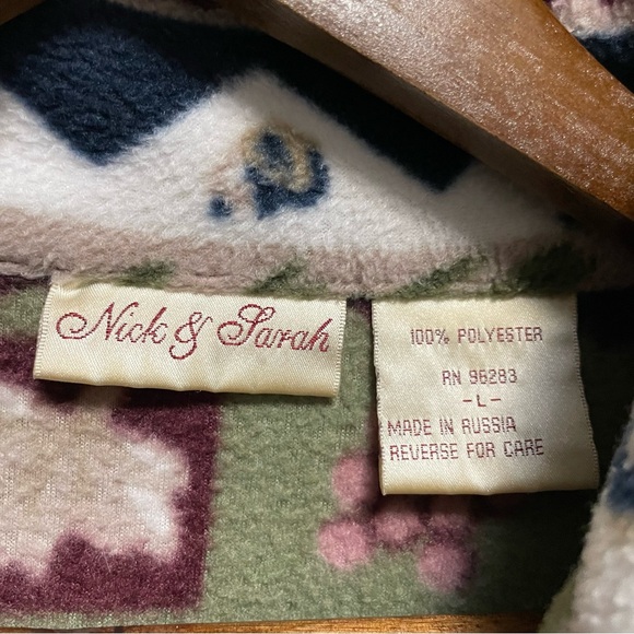 Nick & Sarah Vintage Cottagecore Fleece Zip jacket Women’s Large 90s - Picture 2 of 11